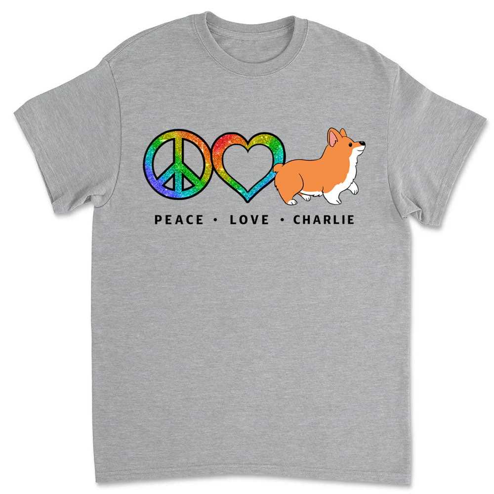 Peace Love Dog Pattern - Personalized Custom Unisex T-shirt