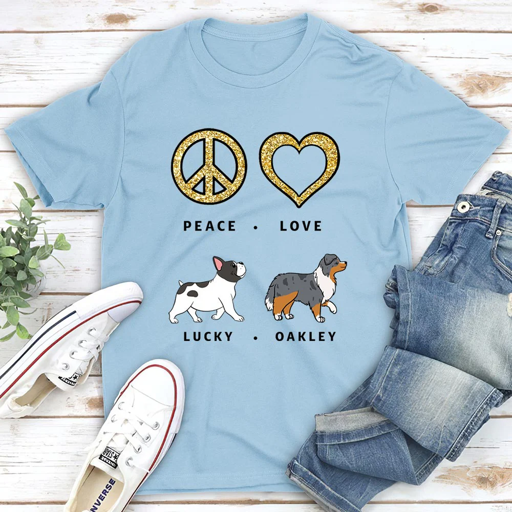 Peace Love Dog Pattern - Personalized Custom Unisex T-shirt - Image 3