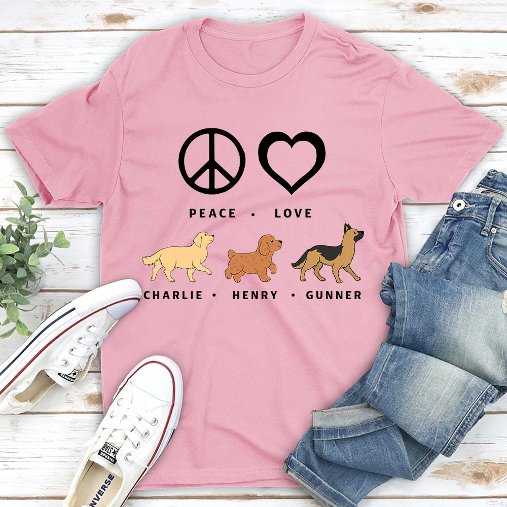 Peace Love Dog Pattern - Personalized Custom Unisex T-shirt - Image 4