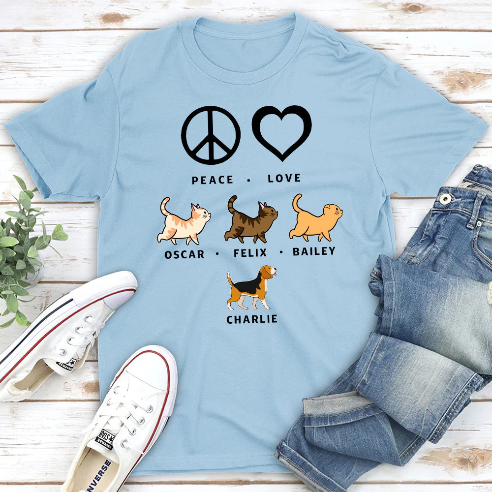 Peace Love Pet Pattern - Personalized Custom Unisex T-shirt - Image 2