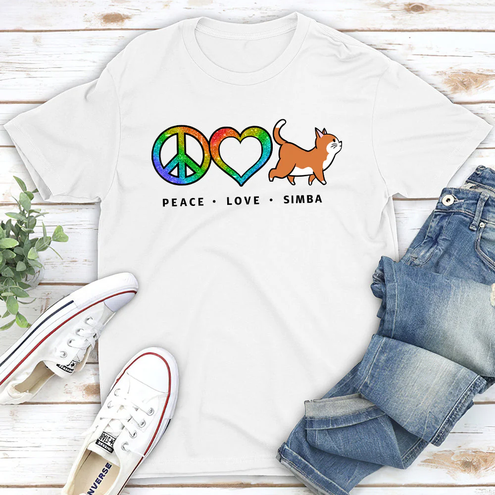 Peace Love Pet Pattern - Personalized Custom Unisex T-shirt - Image 4