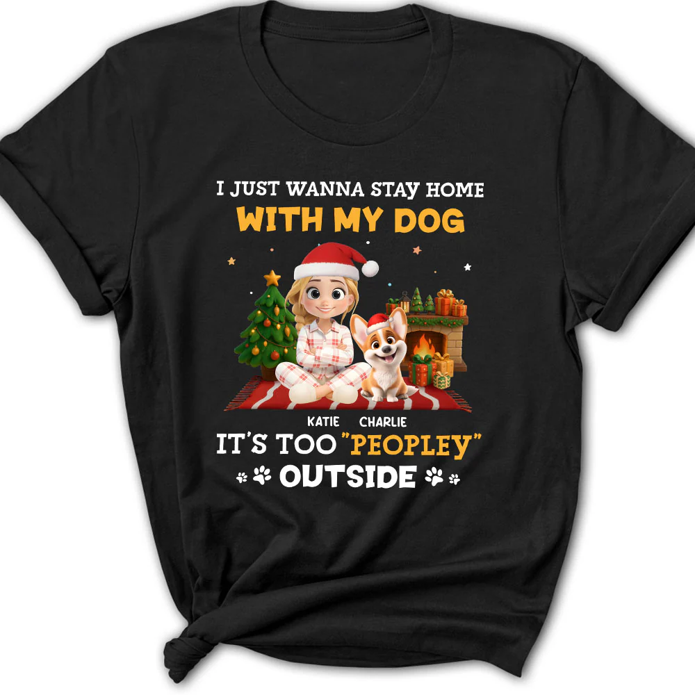 Peopley Cartoon Dog And Human - Personalized Custom Women's T-Shirt