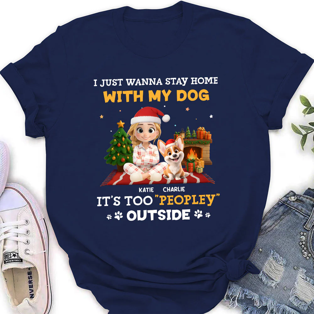 Peopley Cartoon Dog And Human - Personalized Custom Women's T-Shirt - Image 2