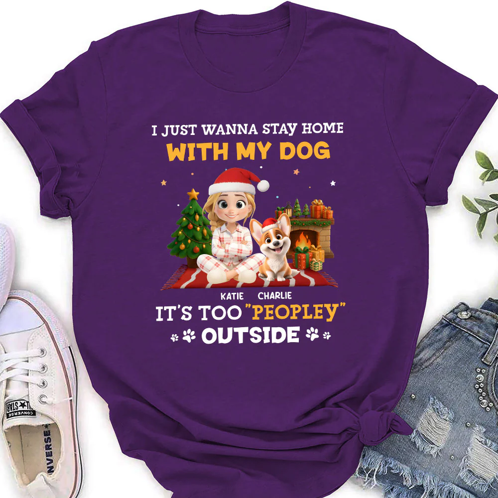 Peopley Cartoon Dog And Human - Personalized Custom Women's T-Shirt - Image 4