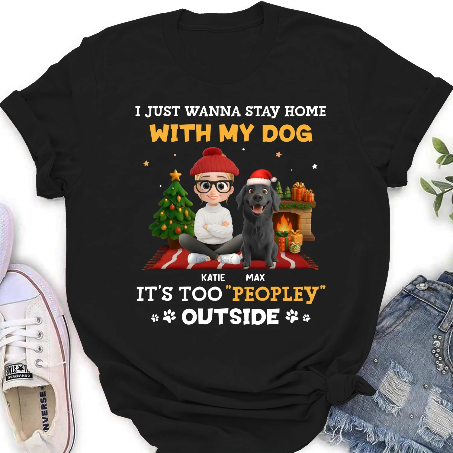 Peopley Cartoon Dog And Human - Personalized Custom Women's T-Shirt - Image 6