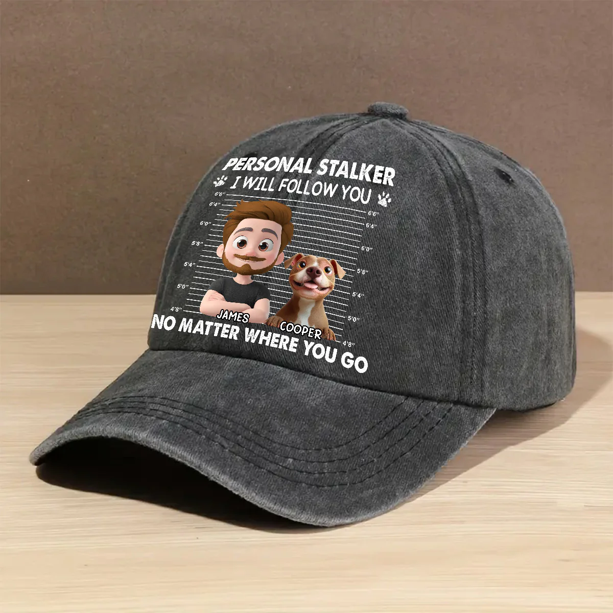 Personal Stalker - Personalized Custom Vintage Washed Denim Cap - Image 2