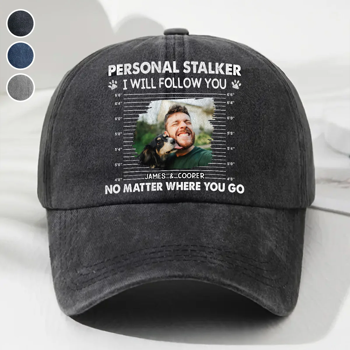 Personal Stalker Photo - Personalized Custom Vintage Washed Denim Cap