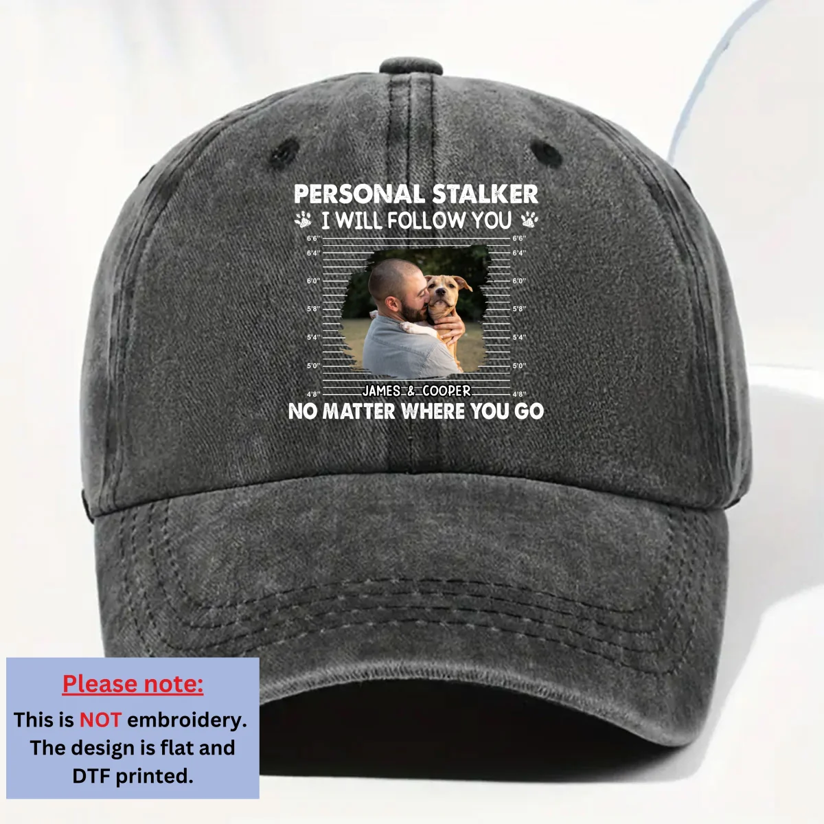 Personal Stalker Photo - Personalized Custom Vintage Washed Denim Cap - Image 5