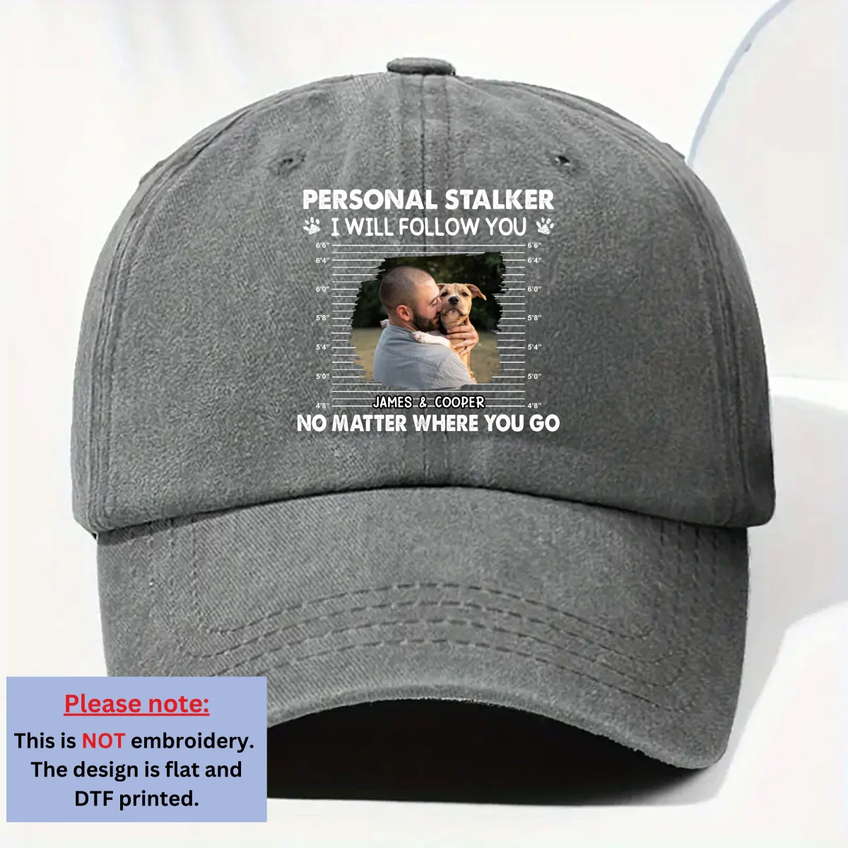 Personal Stalker Photo - Personalized Custom Vintage Washed Denim Cap - Image 6