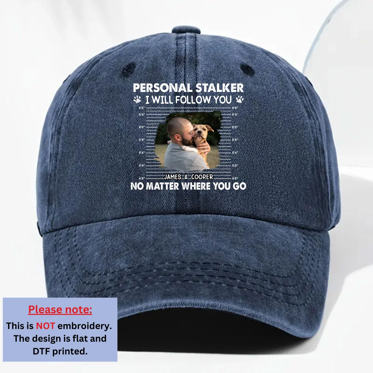 Personal Stalker Photo - Personalized Custom Vintage Washed Denim Cap - Image 7
