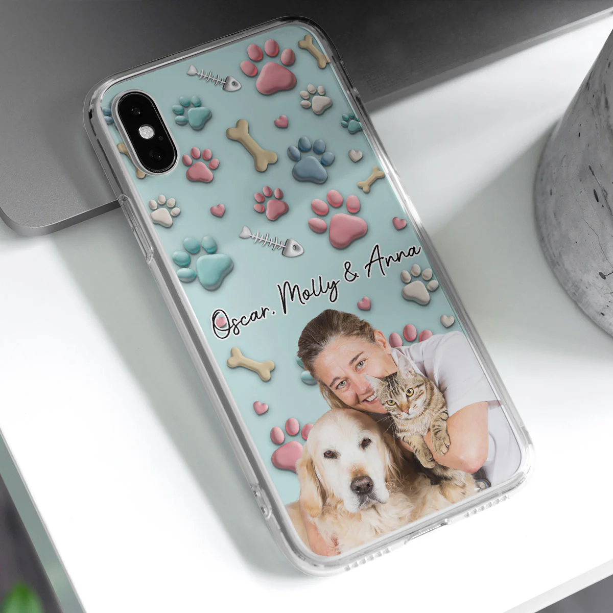Pet And Human Cartoon Photo - Personalized Custom Phone Case - Image 4