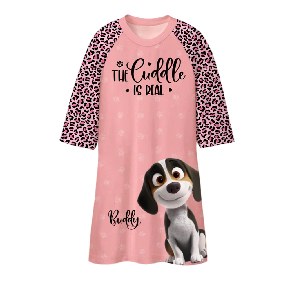 Pet Cartoon Snuggle - Personalized Custom 3/4 Sleeve Dress - Image 6