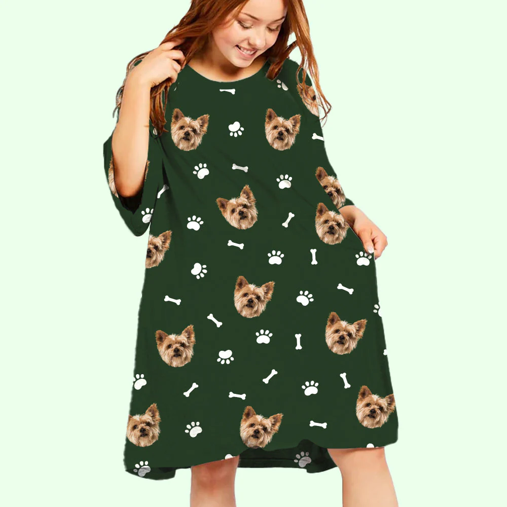 Pet Face - Personalized Custom Photo 3/4 Sleeve Dress - Image 3