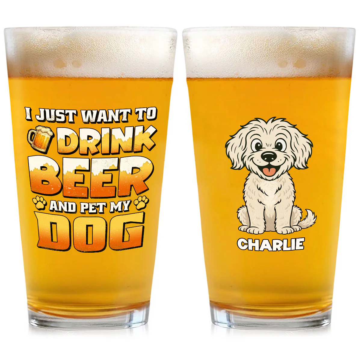 Pet My Dog And Drink Beer - Personalized Custom Beer Glass