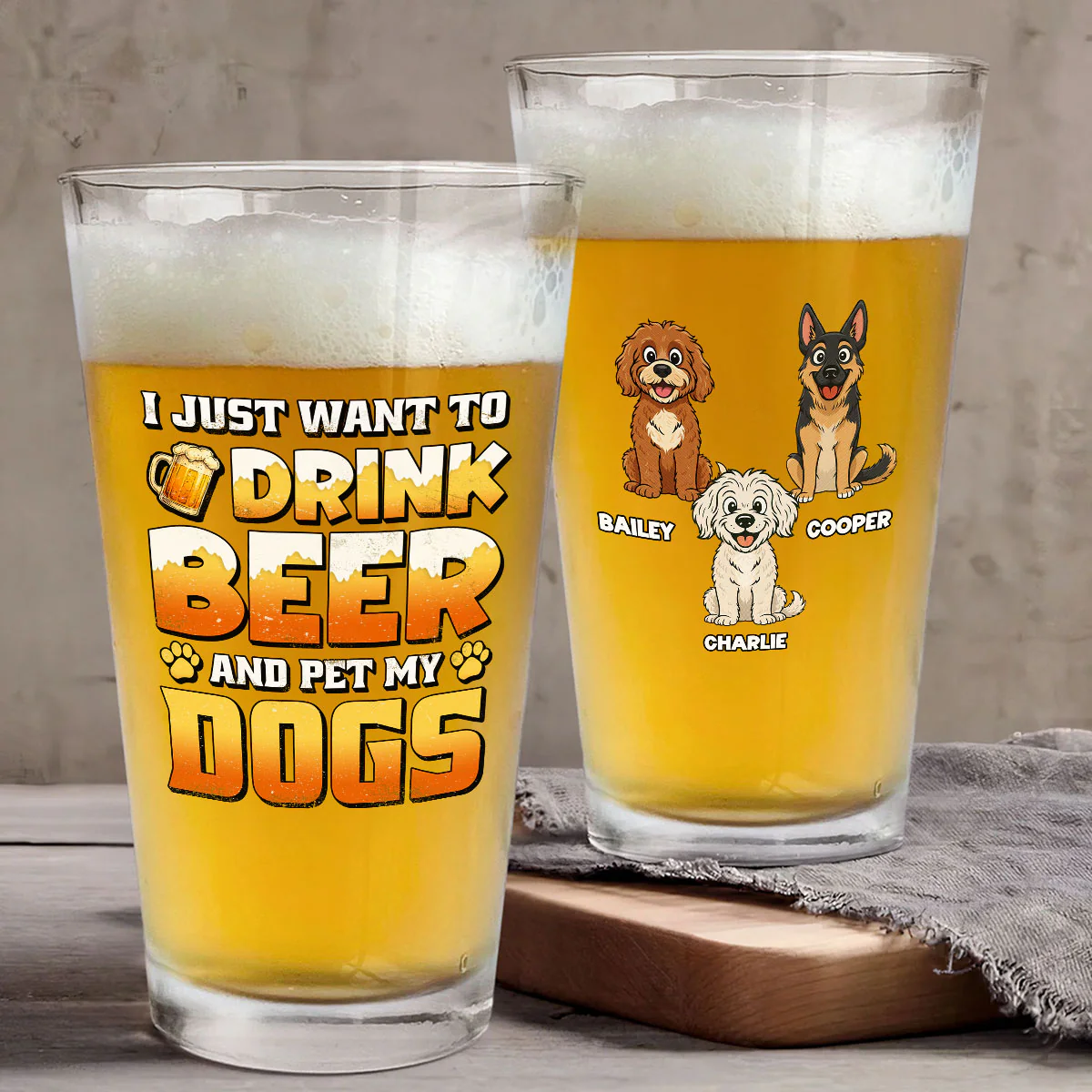Pet My Dog And Drink Beer - Personalized Custom Beer Glass - Image 4