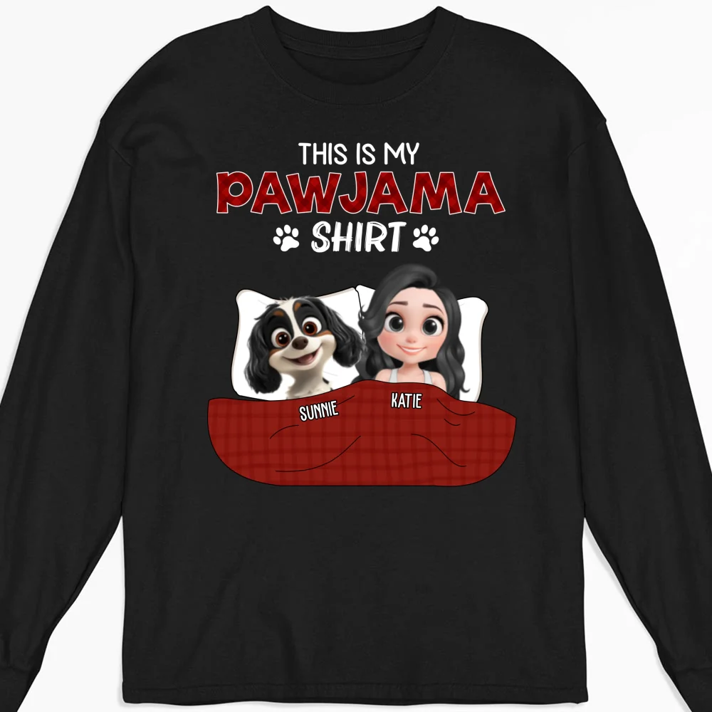 Pet Pawjama Shirt Dark Version - Personalized Custom Long Sleeve T-shirt - Image 4