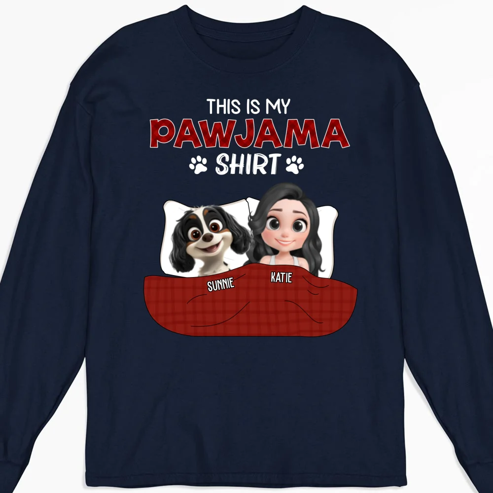 Pet Pawjama Shirt Dark Version - Personalized Custom Long Sleeve T-shirt - Image 5