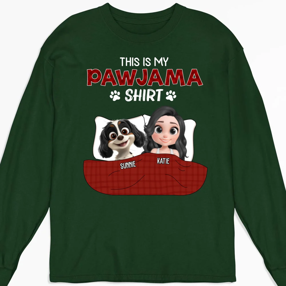 Pet Pawjama Shirt Dark Version - Personalized Custom Long Sleeve T-shirt - Image 6