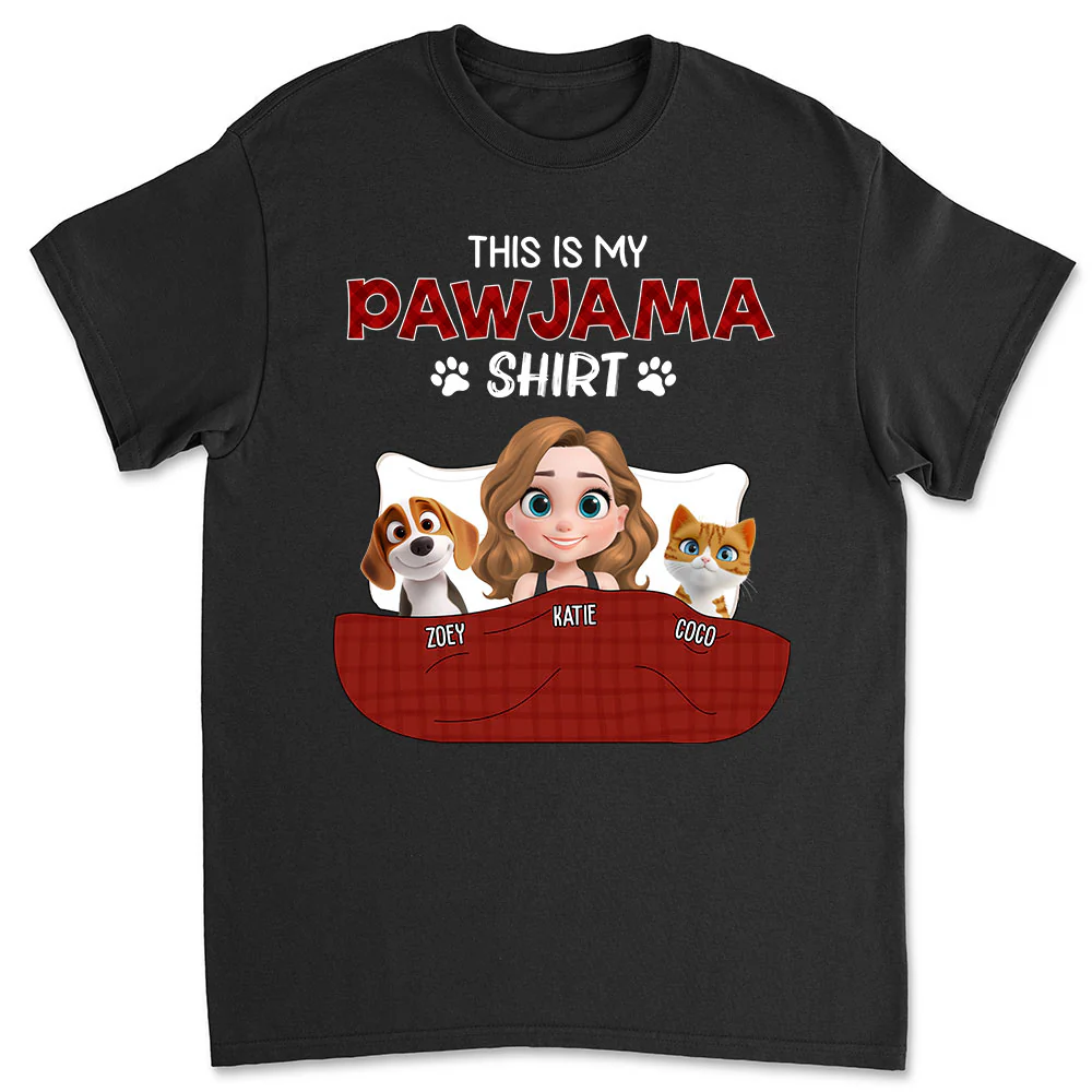 Pet Pawjama Shirt Dark Version - Personalized Custom Unisex T-shirt