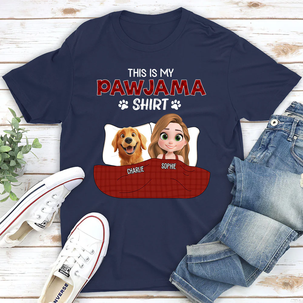 Pet Pawjama Shirt Dark Version - Personalized Custom Unisex T-shirt - Image 2