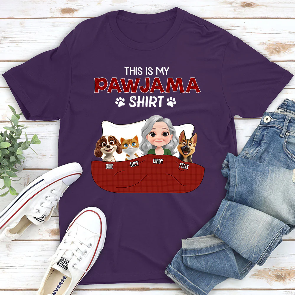 Pet Pawjama Shirt Dark Version - Personalized Custom Unisex T-shirt - Image 3