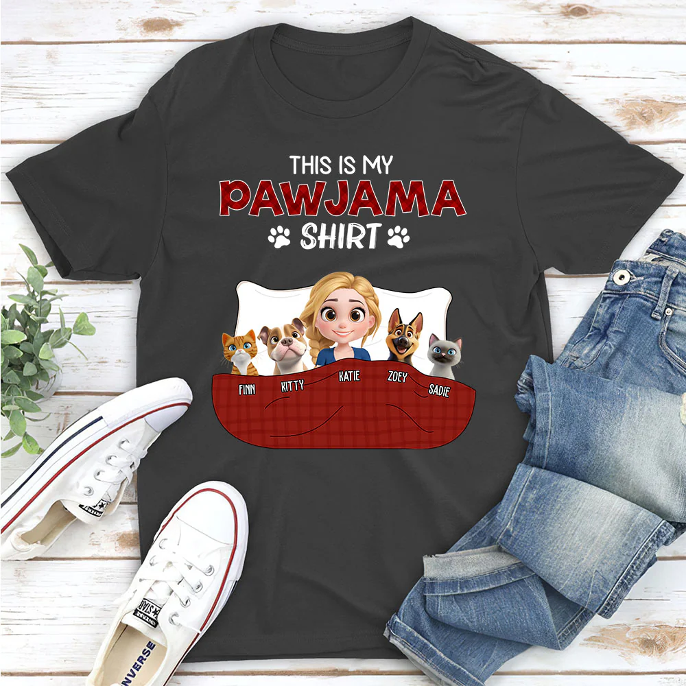 Pet Pawjama Shirt Dark Version - Personalized Custom Unisex T-shirt - Image 4