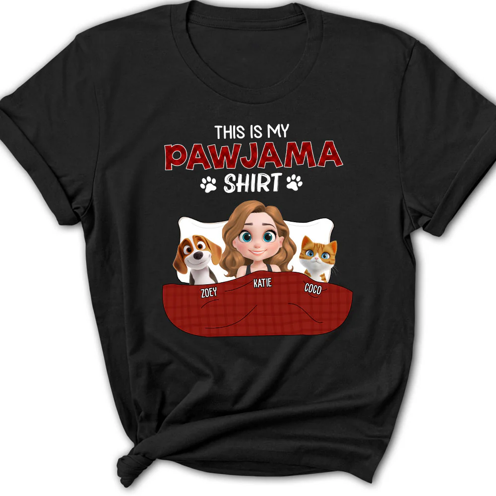 Pet Pawjama Shirt Dark Version - Personalized Custom Women's T-shirt