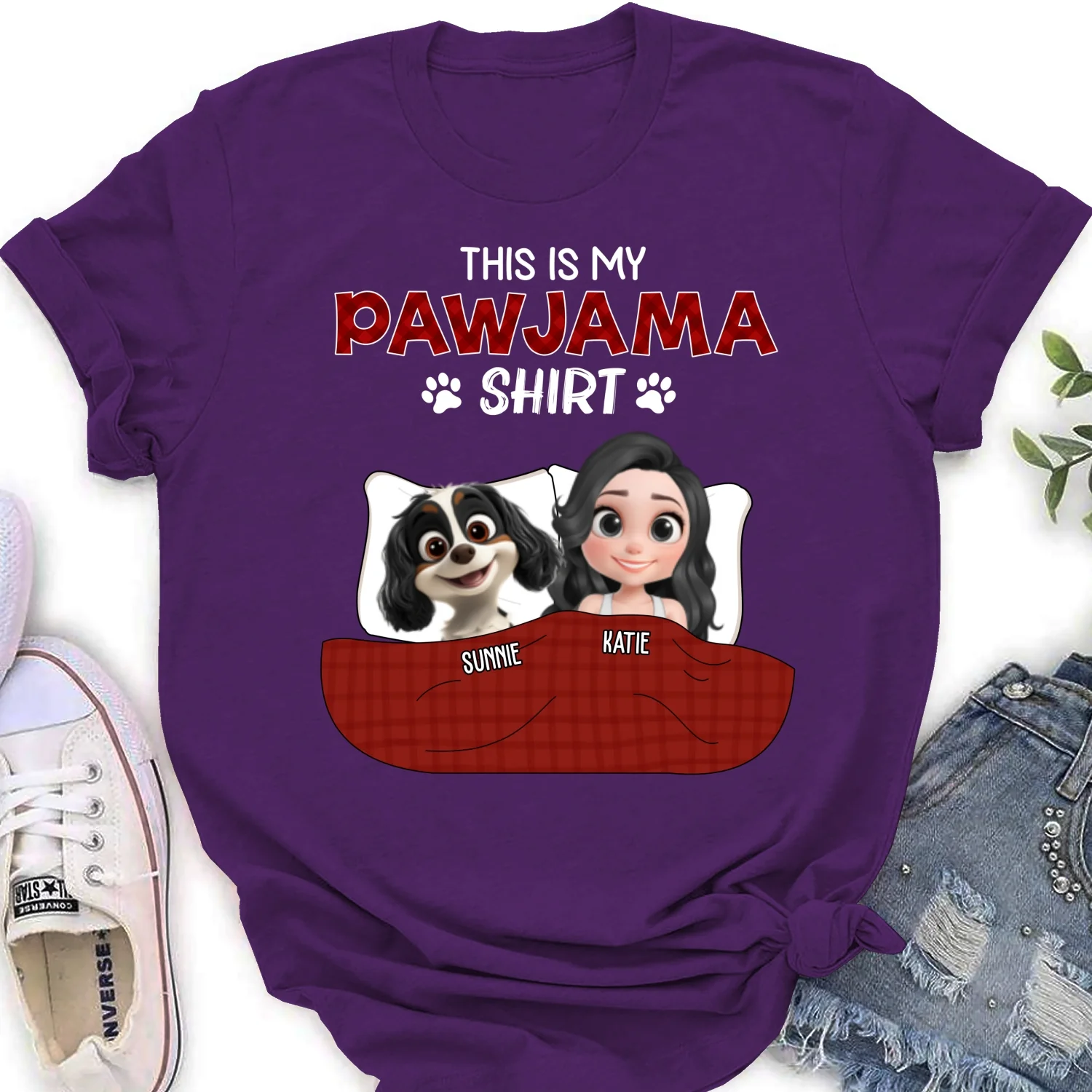 Pet Pawjama Shirt Dark Version - Personalized Custom Women's T-shirt - Image 10