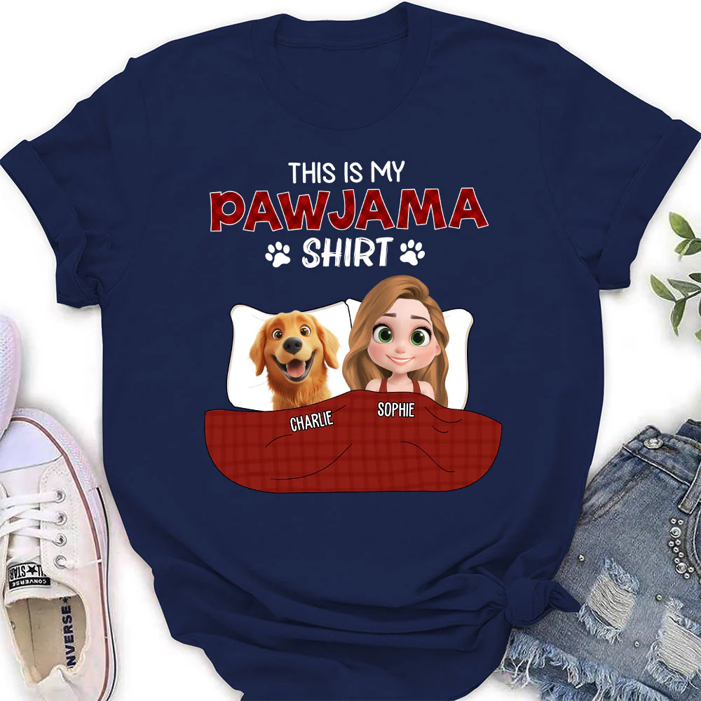 Pet Pawjama Shirt Dark Version - Personalized Custom Women's T-shirt - Image 2