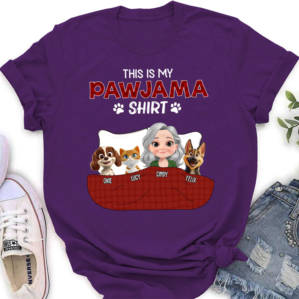 Pet Pawjama Shirt Dark Version - Personalized Custom Women's T-shirt - Image 3