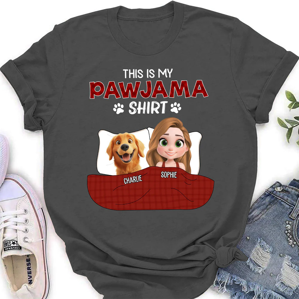 Pet Pawjama Shirt Dark Version - Personalized Custom Women's T-shirt - Image 4