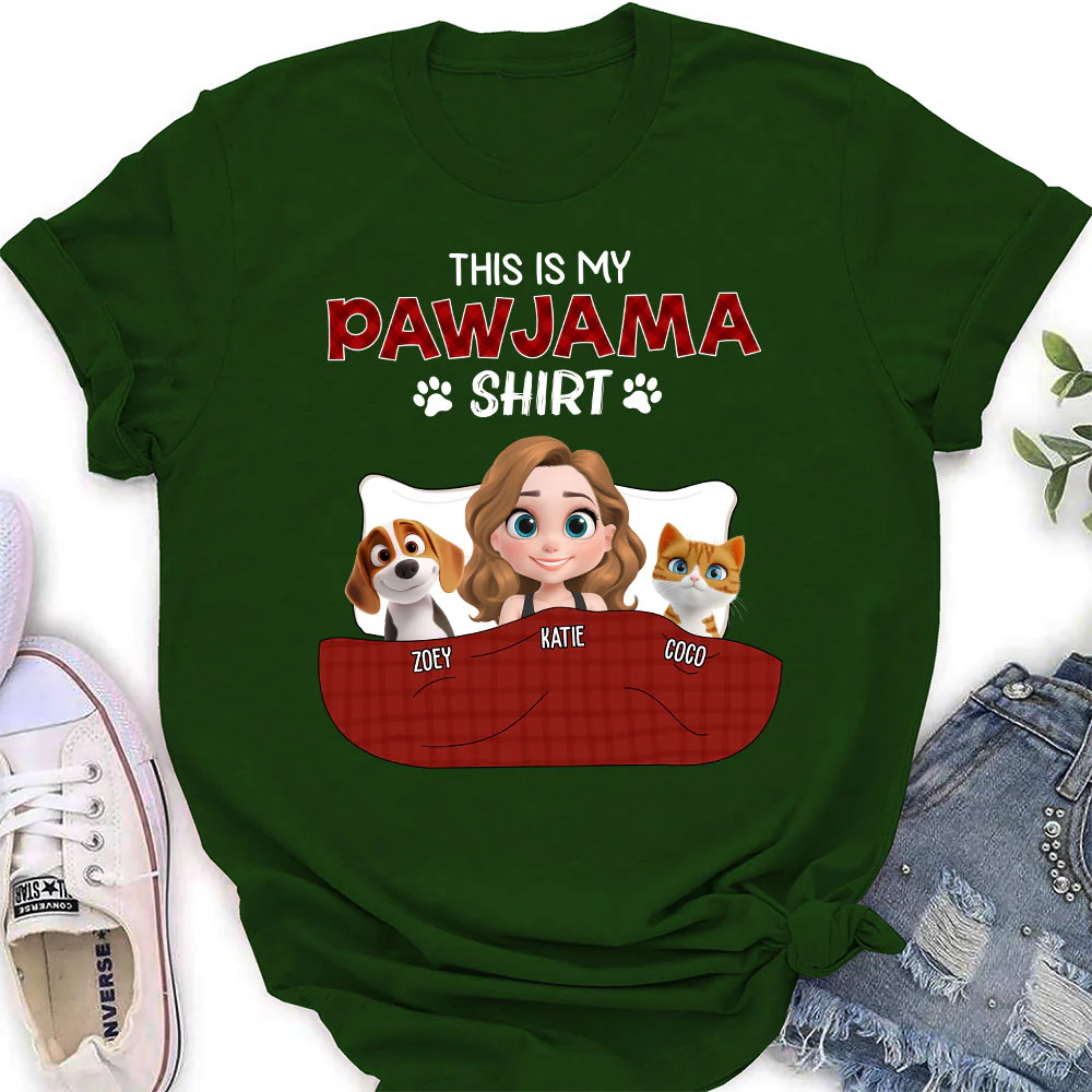 Pet Pawjama Shirt Dark Version - Personalized Custom Women's T-shirt - Image 5