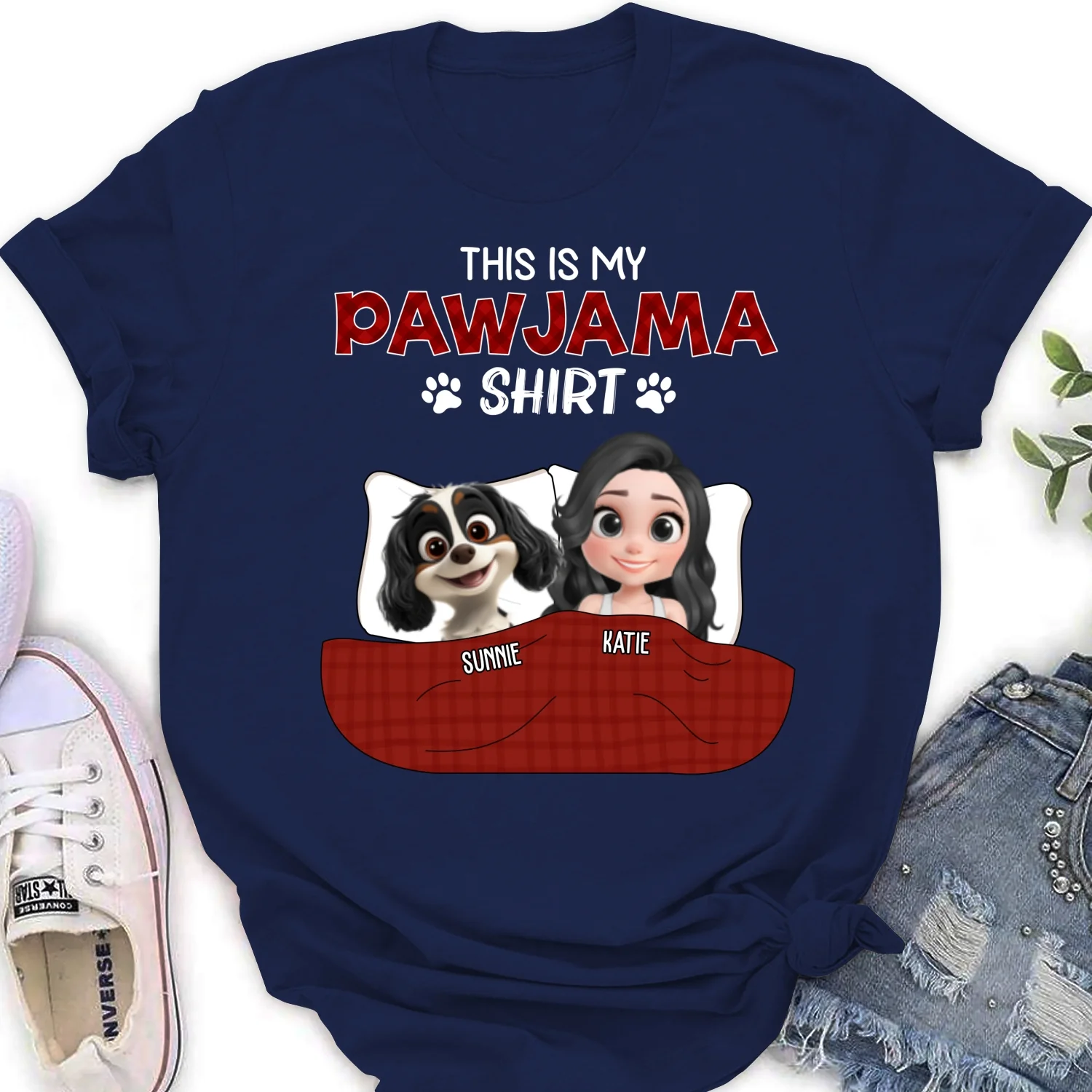Pet Pawjama Shirt Dark Version - Personalized Custom Women's T-shirt - Image 7