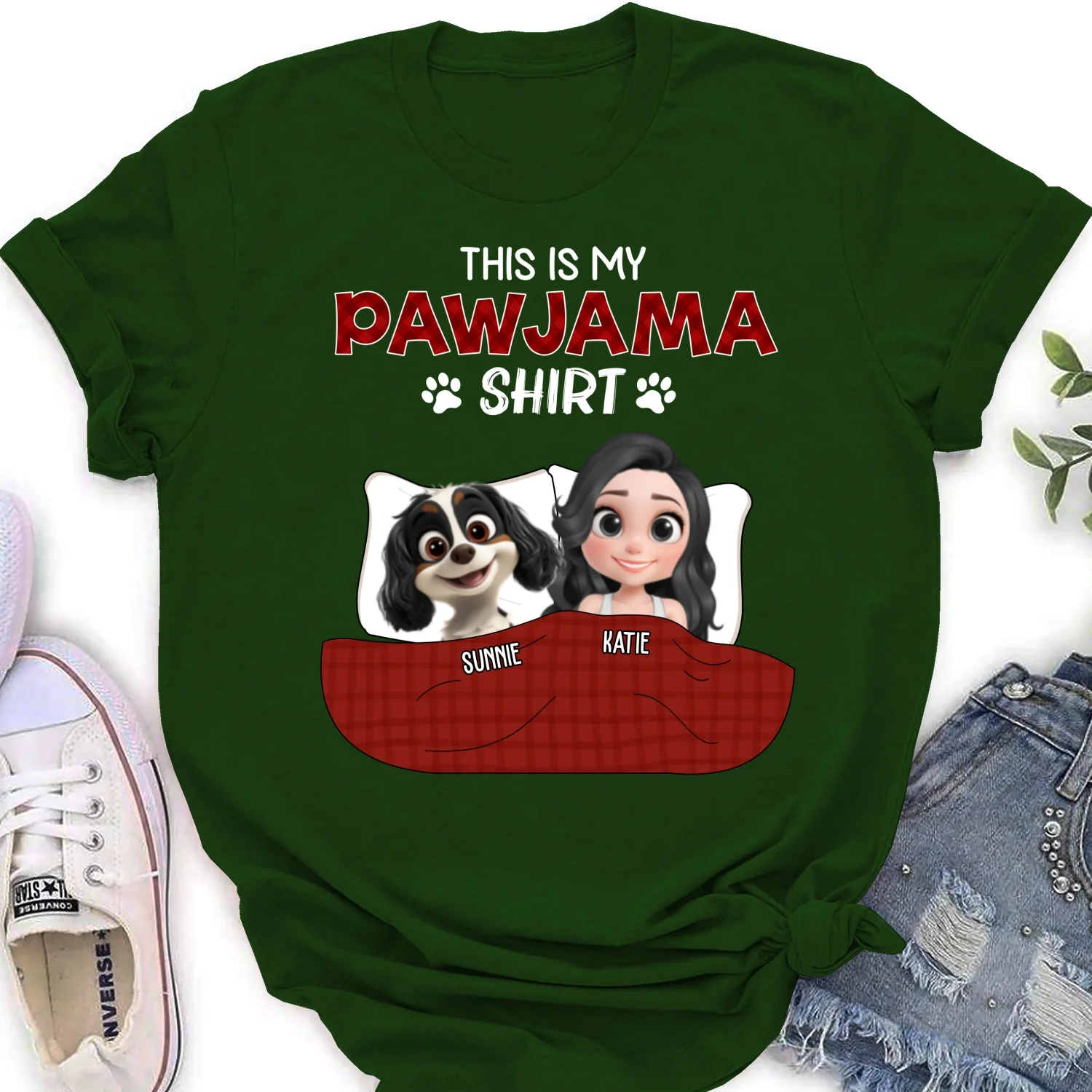 Pet Pawjama Shirt Dark Version - Personalized Custom Women's T-shirt - Image 8