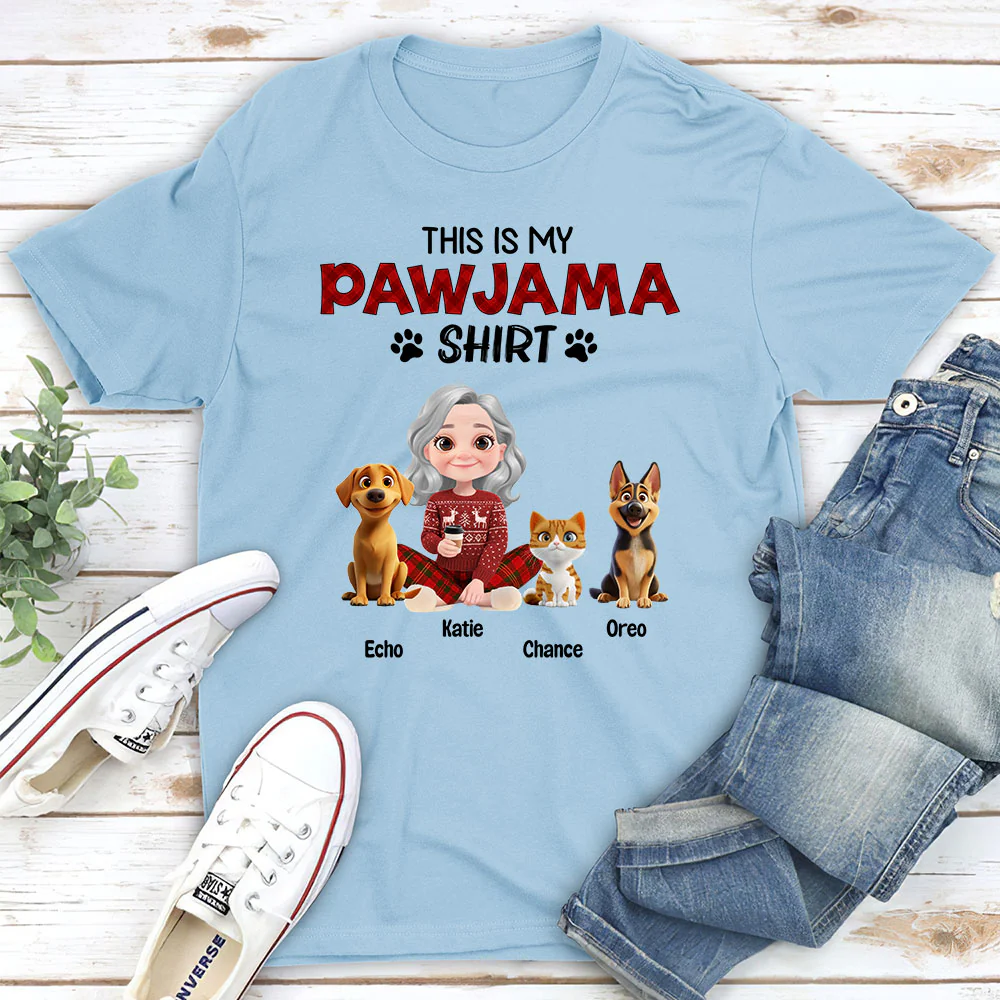 Pet Pawjama Shirt New Style Cartoon - Personalized Custom Unisex T-Shirt - Image 3