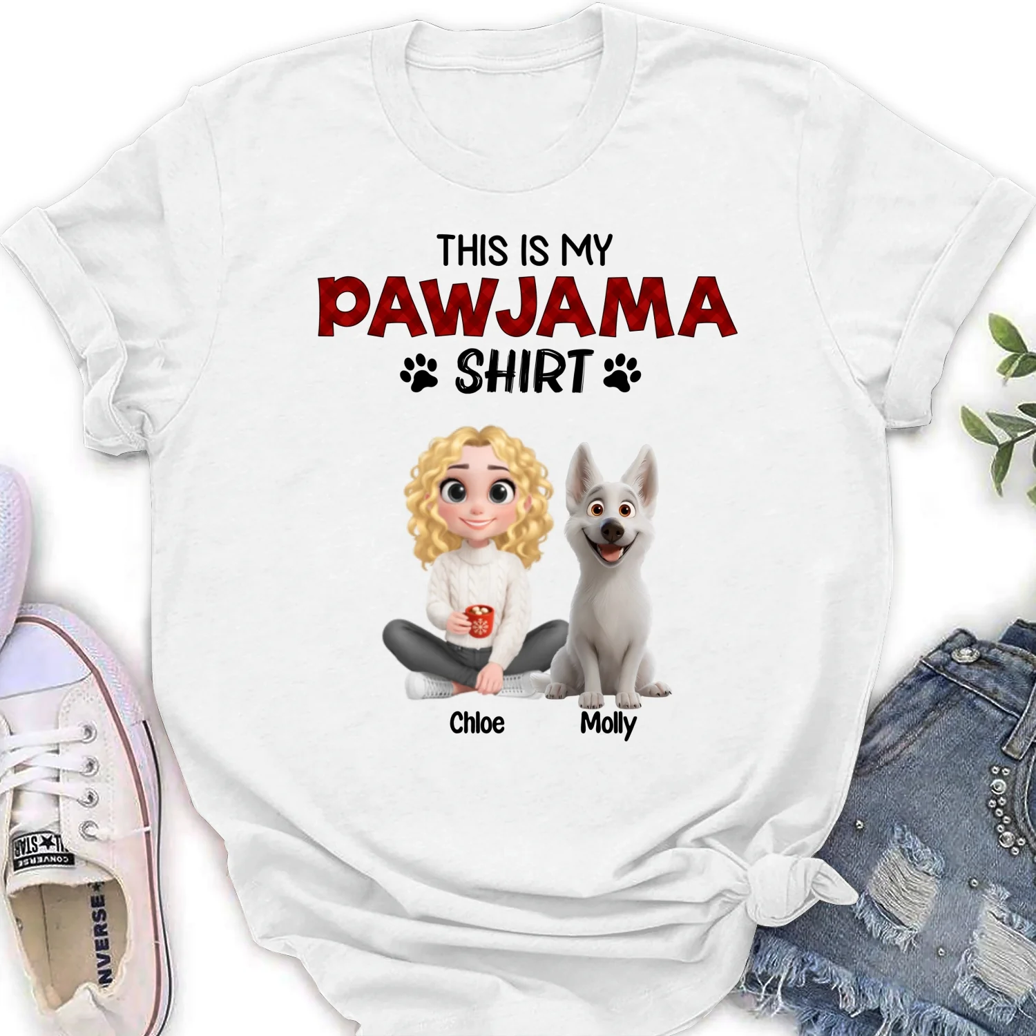 Pet Pawjama Shirt New Style Cartoon - Personalized Custom Women's T-shirt - Image 5