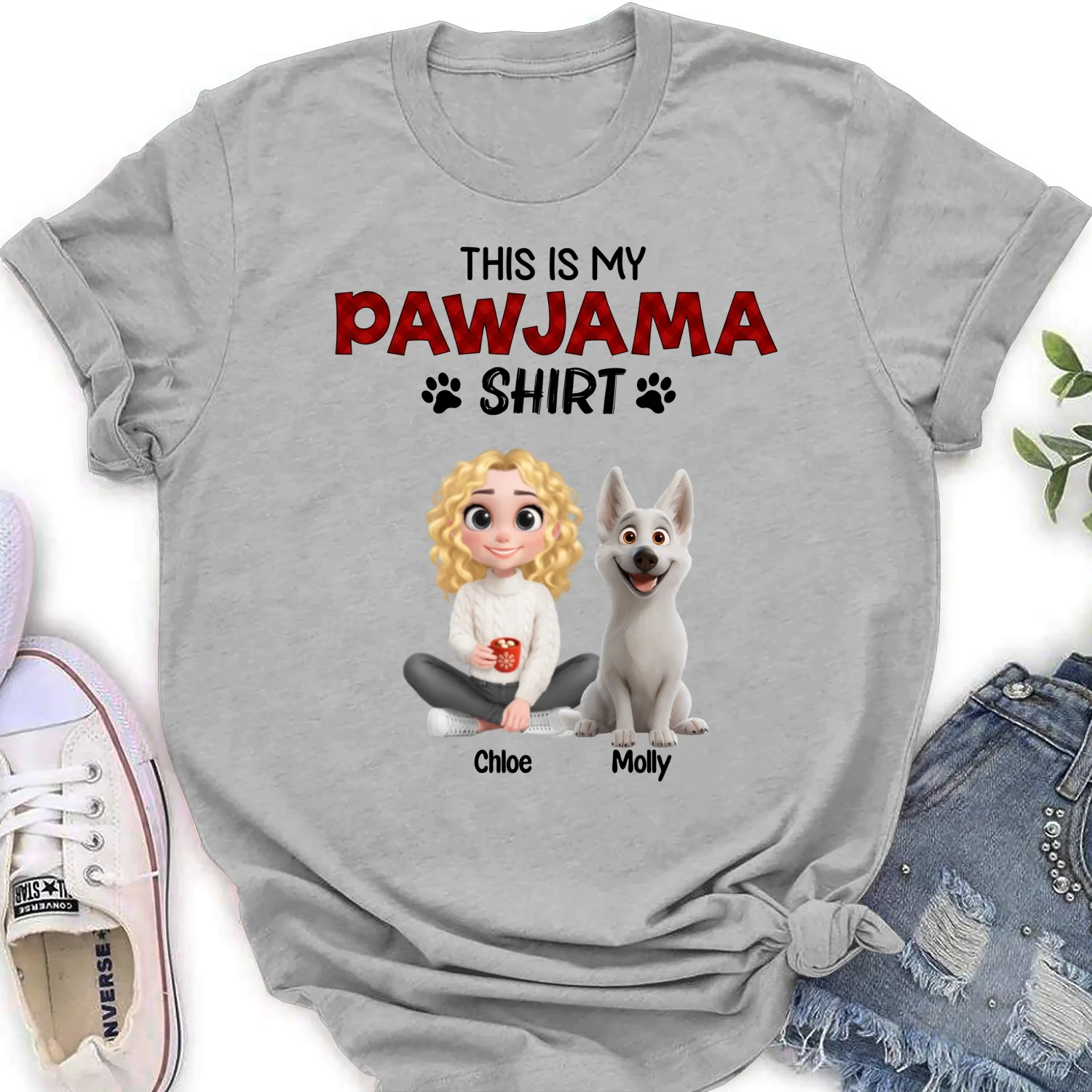 Pet Pawjama Shirt New Style Cartoon - Personalized Custom Women's T-shirt - Image 6