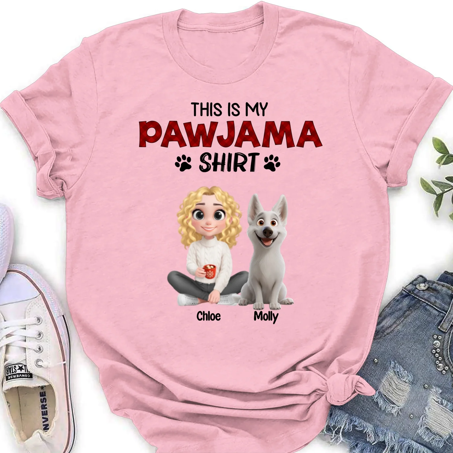 Pet Pawjama Shirt New Style Cartoon - Personalized Custom Women's T-shirt - Image 7