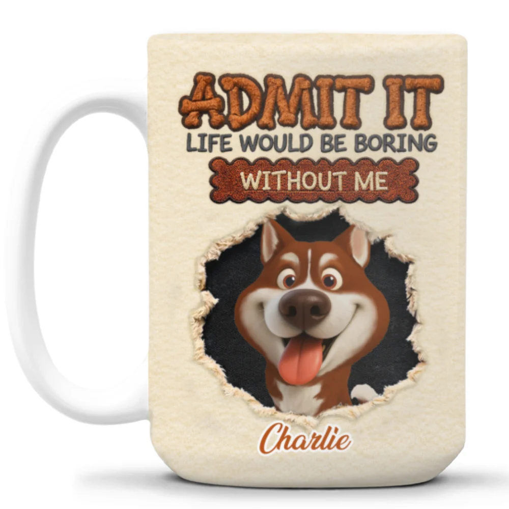Pets Make Life Less Boring - Personalized Custom Coffee Mug - Image 8