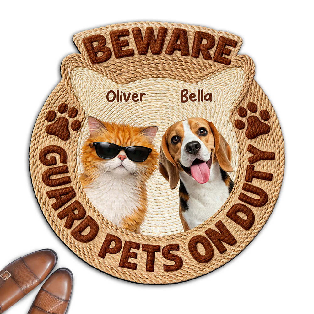 Pets Security On Duty Photo - Personalized Custom Doormat