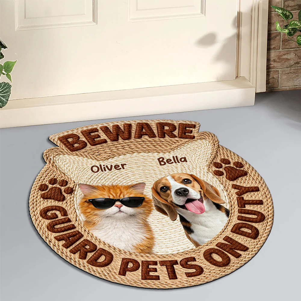 Pets Security On Duty Photo - Personalized Custom Doormat - Image 2