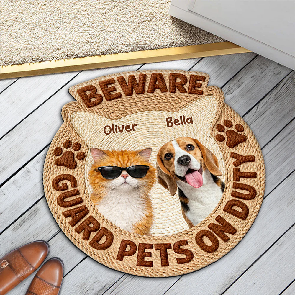 Pets Security On Duty Photo - Personalized Custom Doormat - Image 4
