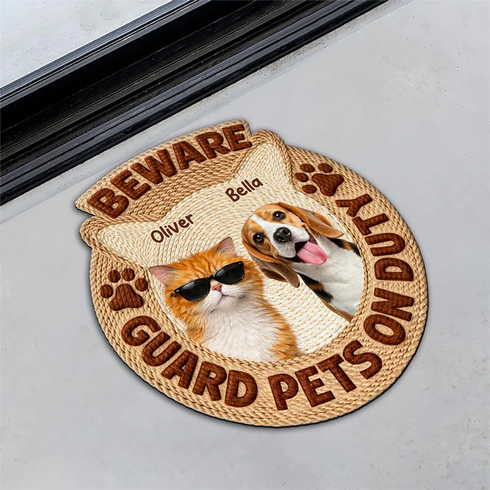 Pets Security On Duty Photo - Personalized Custom Doormat - Image 5