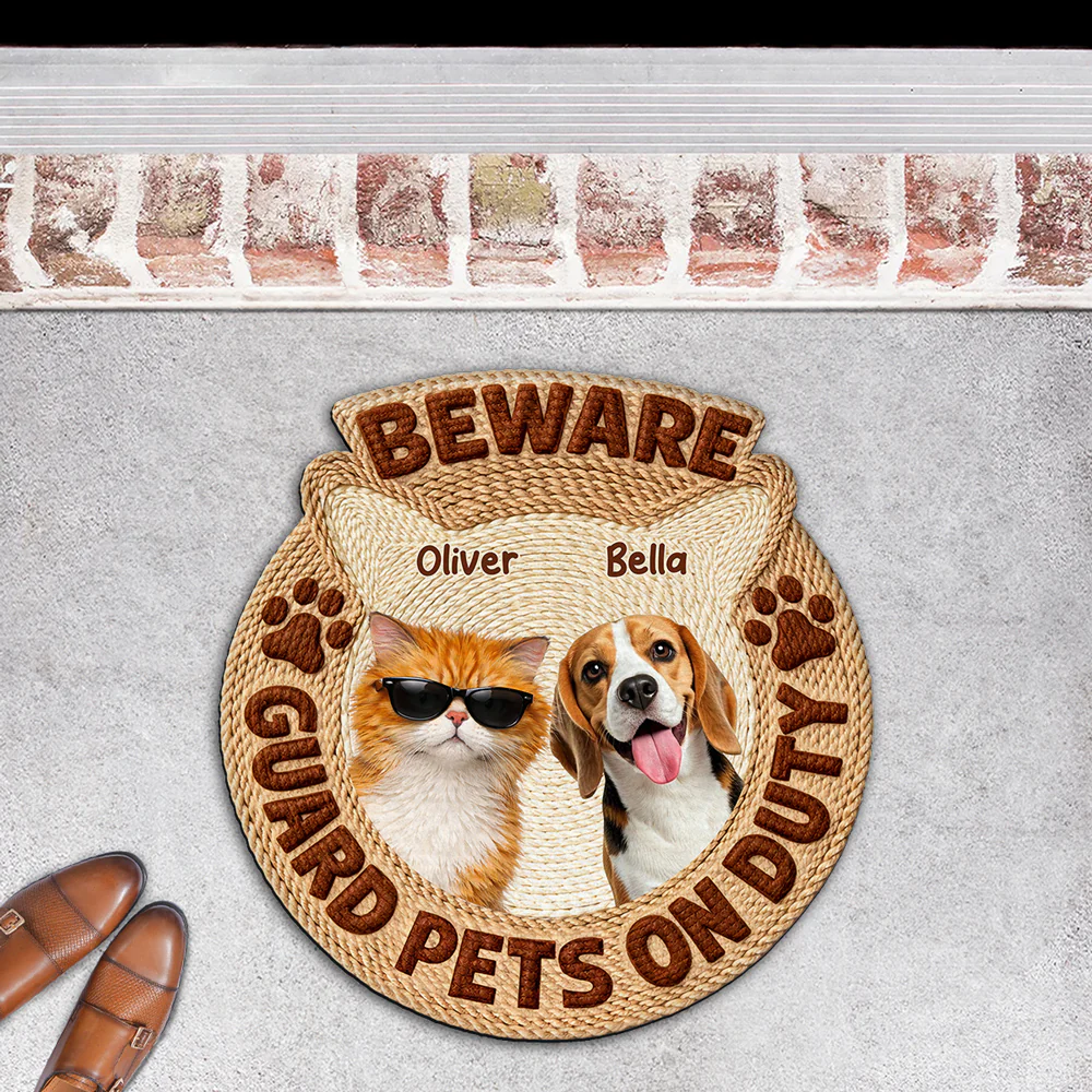 Pets Security On Duty Photo - Personalized Custom Doormat - Image 6