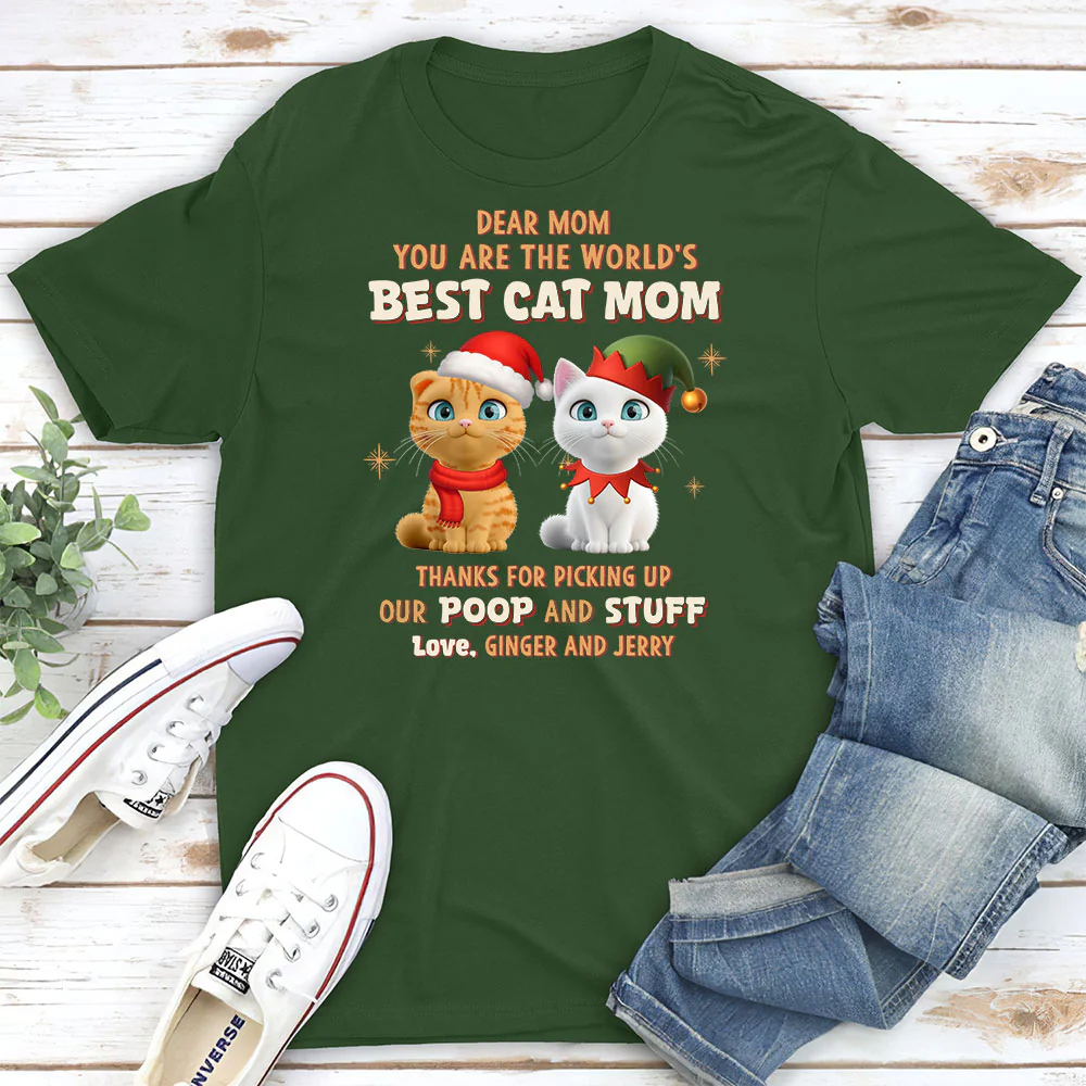 Picking Our Poop Ver Cat - Personalized Custom Unisex T-shirt - Image 2