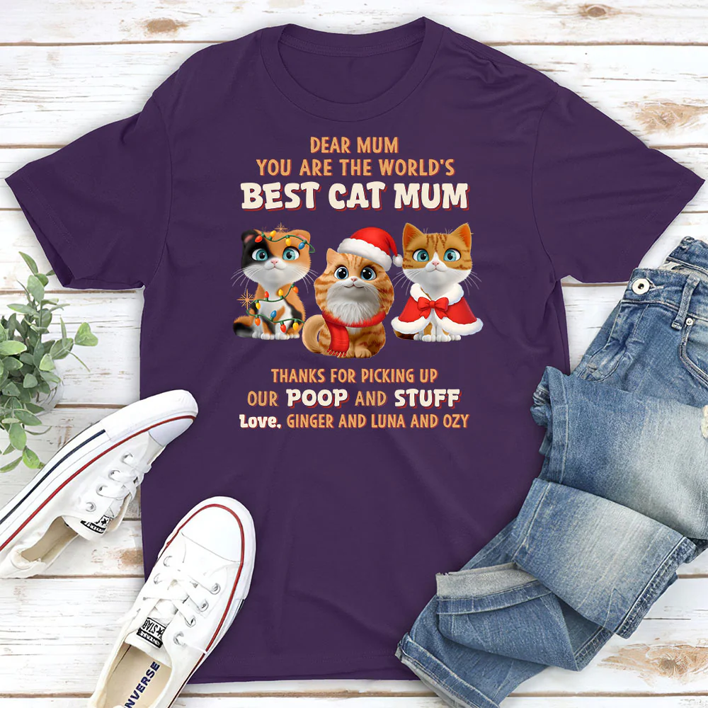 Picking Our Poop Ver Cat - Personalized Custom Unisex T-shirt - Image 3