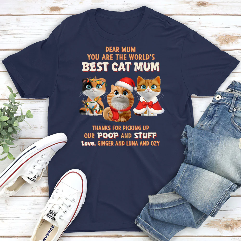 Picking Our Poop Ver Cat - Personalized Custom Unisex T-shirt - Image 4