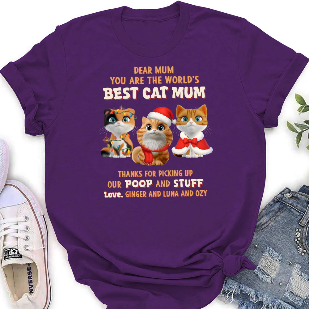 Picking Our Poop Ver Cat - Personalized Custom Women's T-Shirt - Image 3