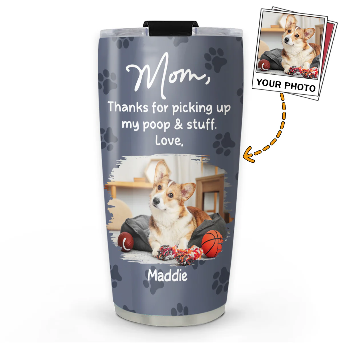Picking Up My Poo And Stuff Photo - Personalized Custom Tumbler