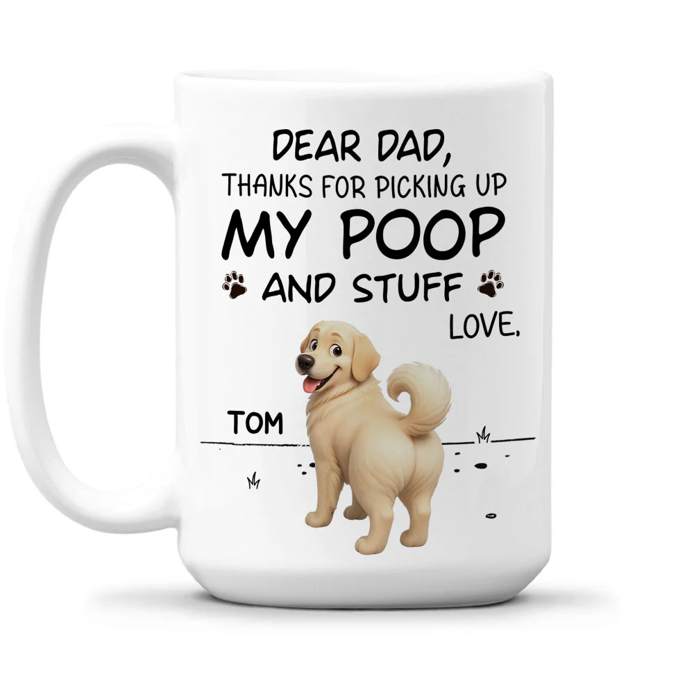 Picking Up My Poop Cartoon - Personalized Custom Coffee Mug - Image 2